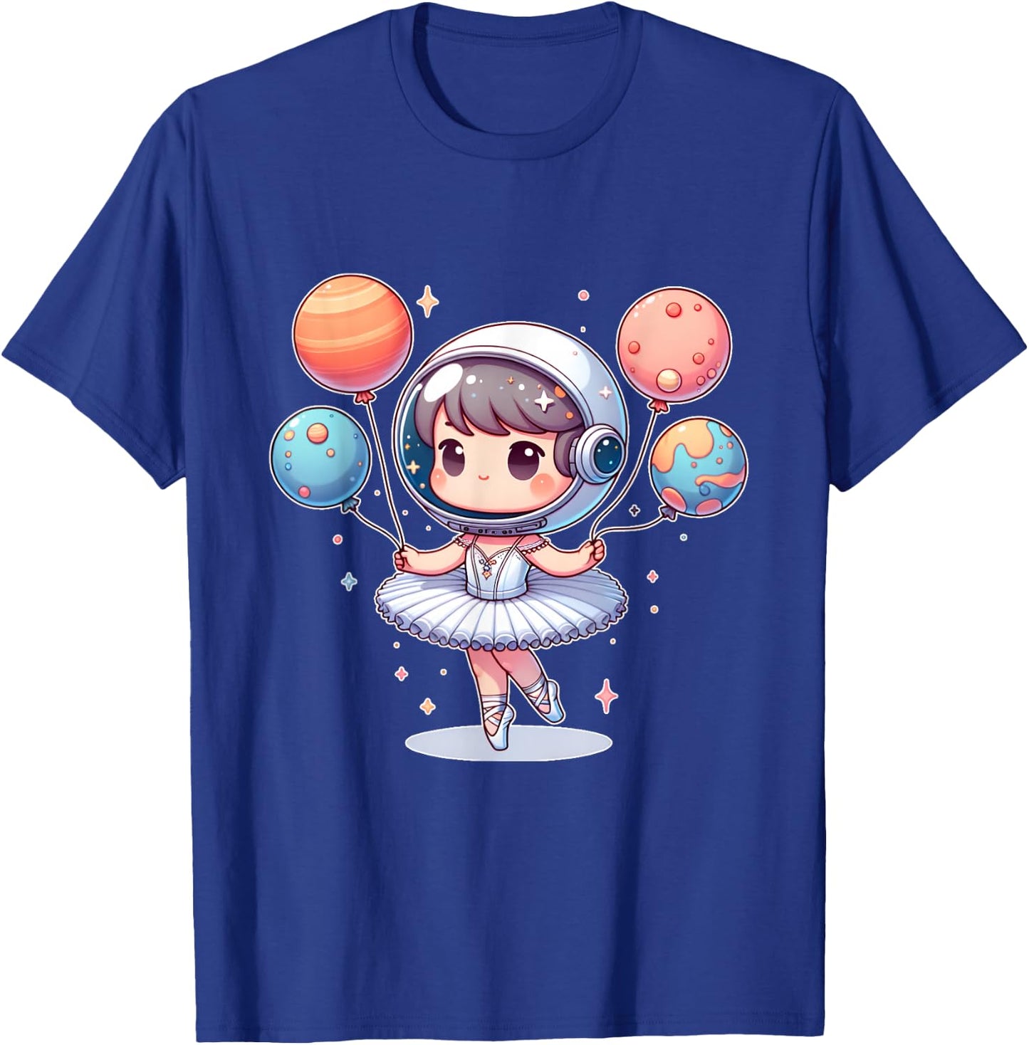 Cute ballerina girl space astronaut funny space ballons T-Shirt - T-Shirt | Royal