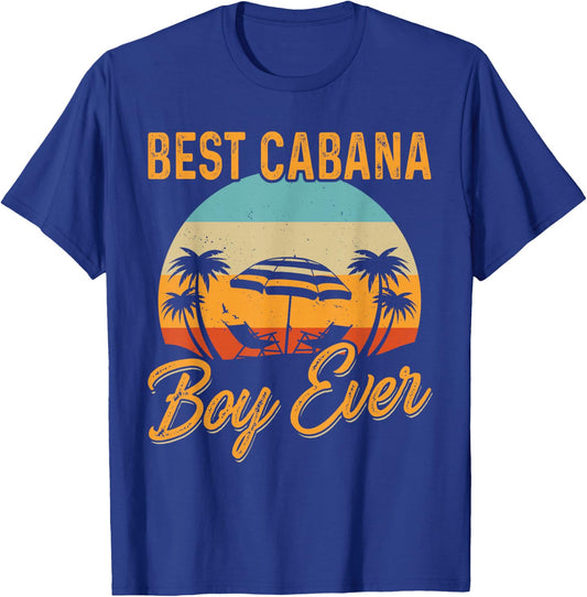 Best Cabana Boy Ever Sunset Palm Trees Funny Novelty T-Shirt - T-Shirt | Royal