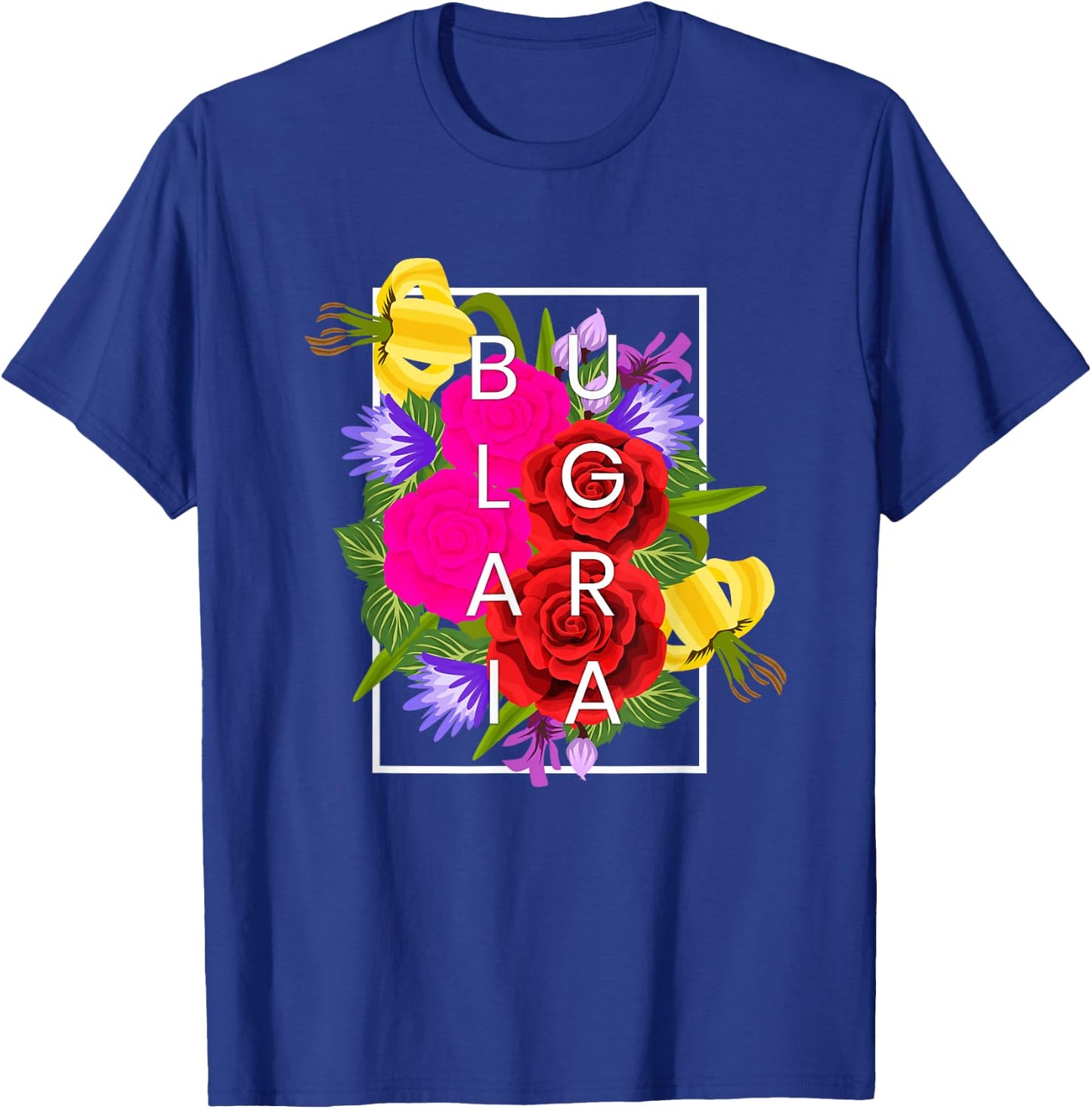 Flowers of Bulgaria Word Art - Bulgarian Pride T-Shirt - T-Shirt | Royal