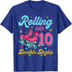 10 Years Old Birthday Girl Rolling Into 10th Double Digits T-Shirt - T-Shirt | Royal