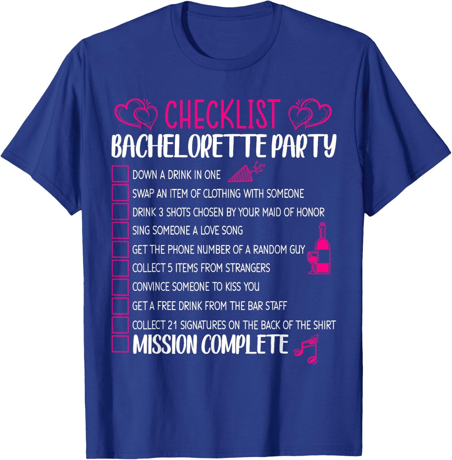 Bachelorette Party Checklist Hen Night Matching Bride Outfit T-Shirt - T-Shirt | Royal