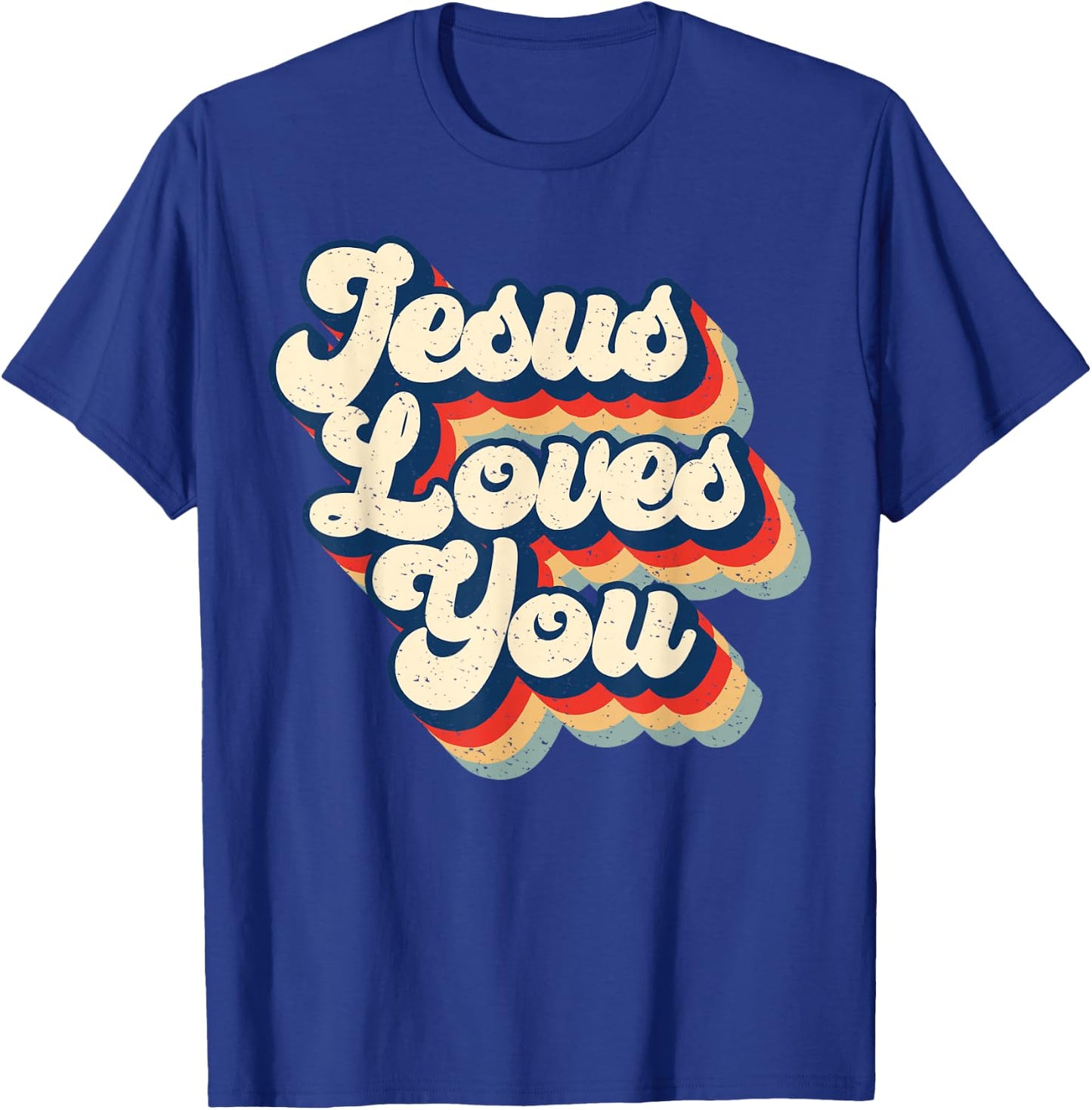 Jesus Loves Retro Vintage Christian Faith Hippie T-Shirt - T-Shirt | Royal