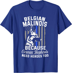 K9 Unit Malinois K9 Thin Blue Line Flag Police Dog T-Shirt - T-Shirt | Royal
