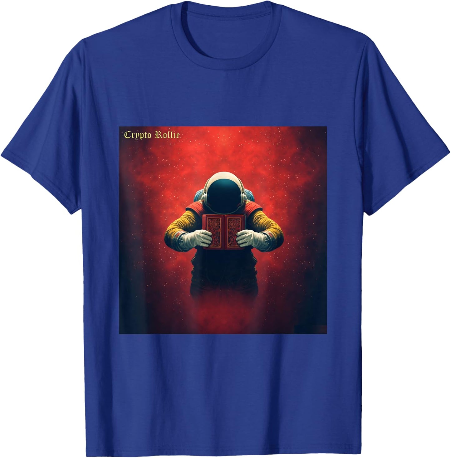 Red Astronaut Reading in Space T-Shirt - T-Shirt | Royal