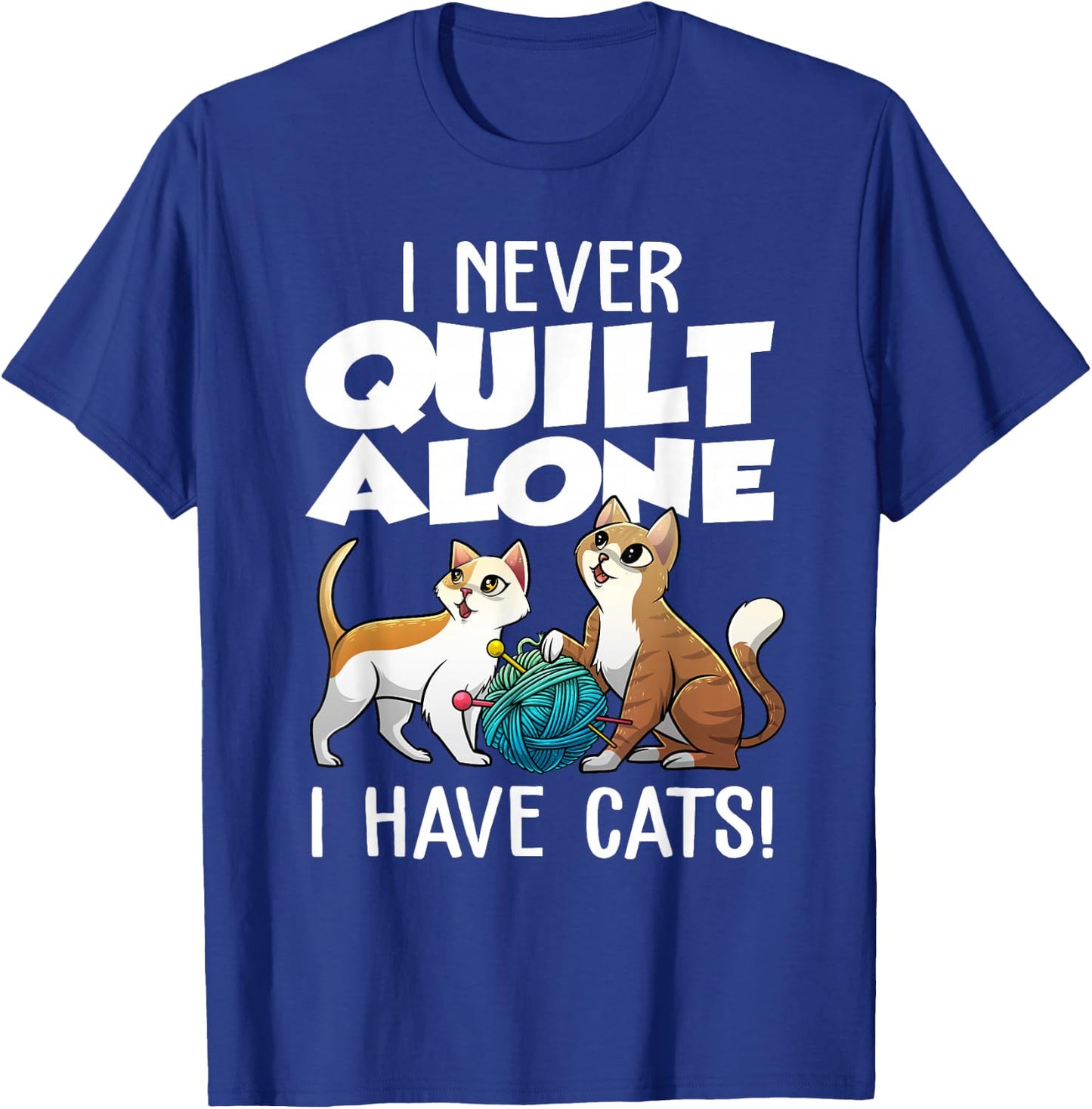 Cute Sewing Needleworking Animal Pun Humor Designs Funny Quilting Gift Cat Quilt Pet Lover Quilter Black T-Shirt - T-Shirt | Royal