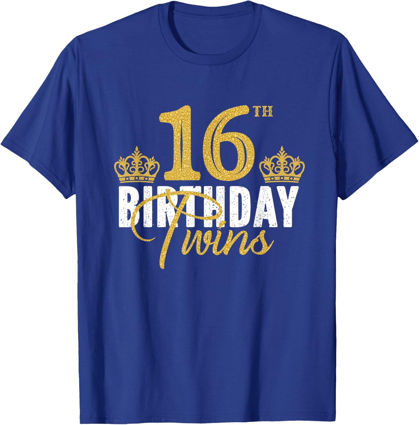 16th Birthday Twins 16 Years Old Party Idea For Boy And Girl T-Shirt - T-Shirt | Royal