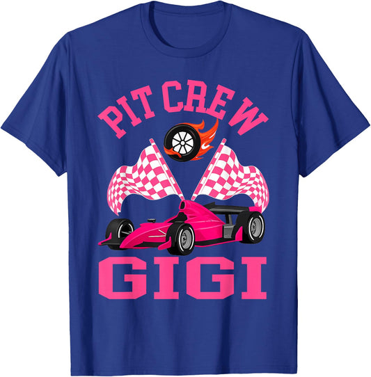 Race Car Birthday Party Racing Family Gigi Pit Crew T-Shirt - T-Shirt | Royal