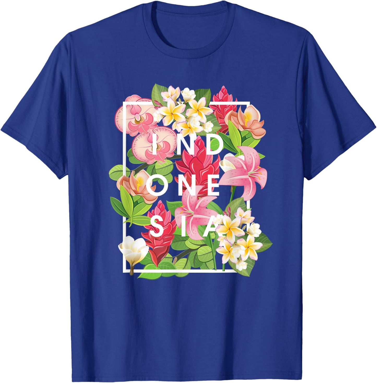 Flowers of Indonesia Word Art - Indonesian Pride T-Shirt - T-Shirt | Royal
