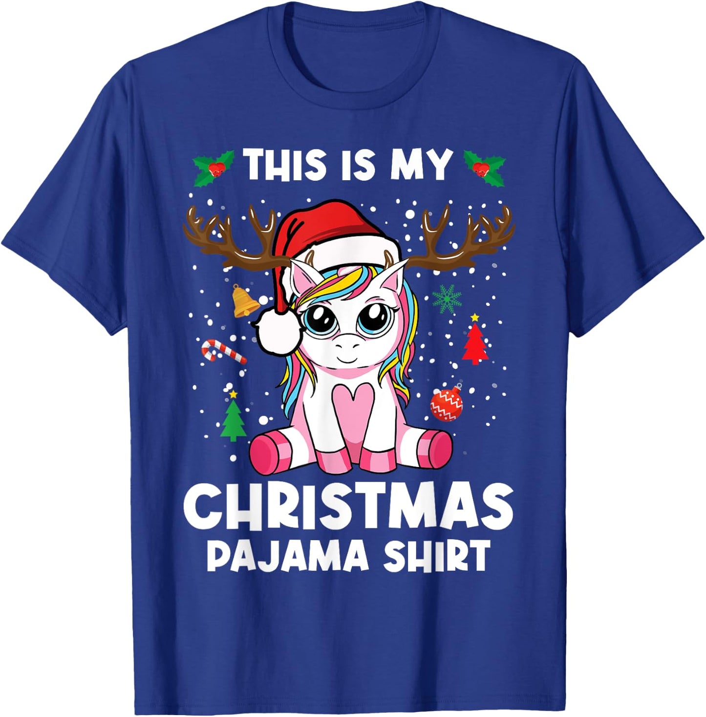 This Is My Christmas Pajama Shirt Girls Unicorn Christmas T-Shirt - T-Shirt | Royal
