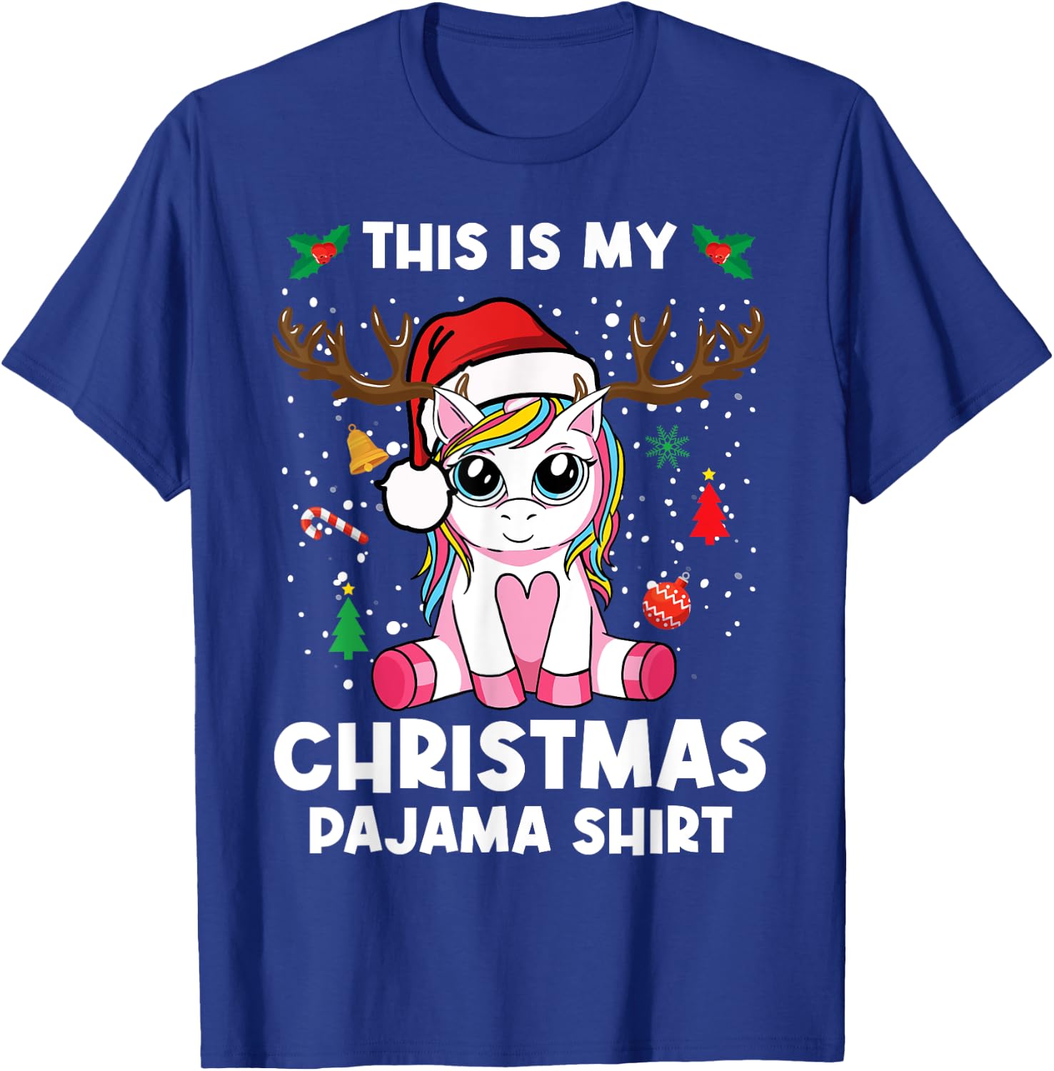 This Is My Christmas Pajama Shirt Girls Unicorn Christmas T-Shirt - T-Shirt | Royal