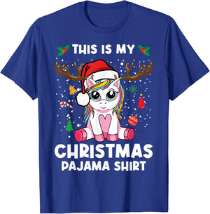 This Is My Christmas Pajama Shirt Girls Unicorn Christmas T-Shirt - T-Shirt | Royal