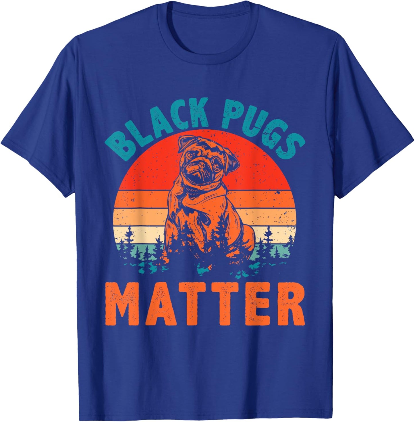 Vintage Retro Black Pugs Matter Funny Pet Dog Lover Women Girls Kids T-Shirt - T-Shirt | Royal
