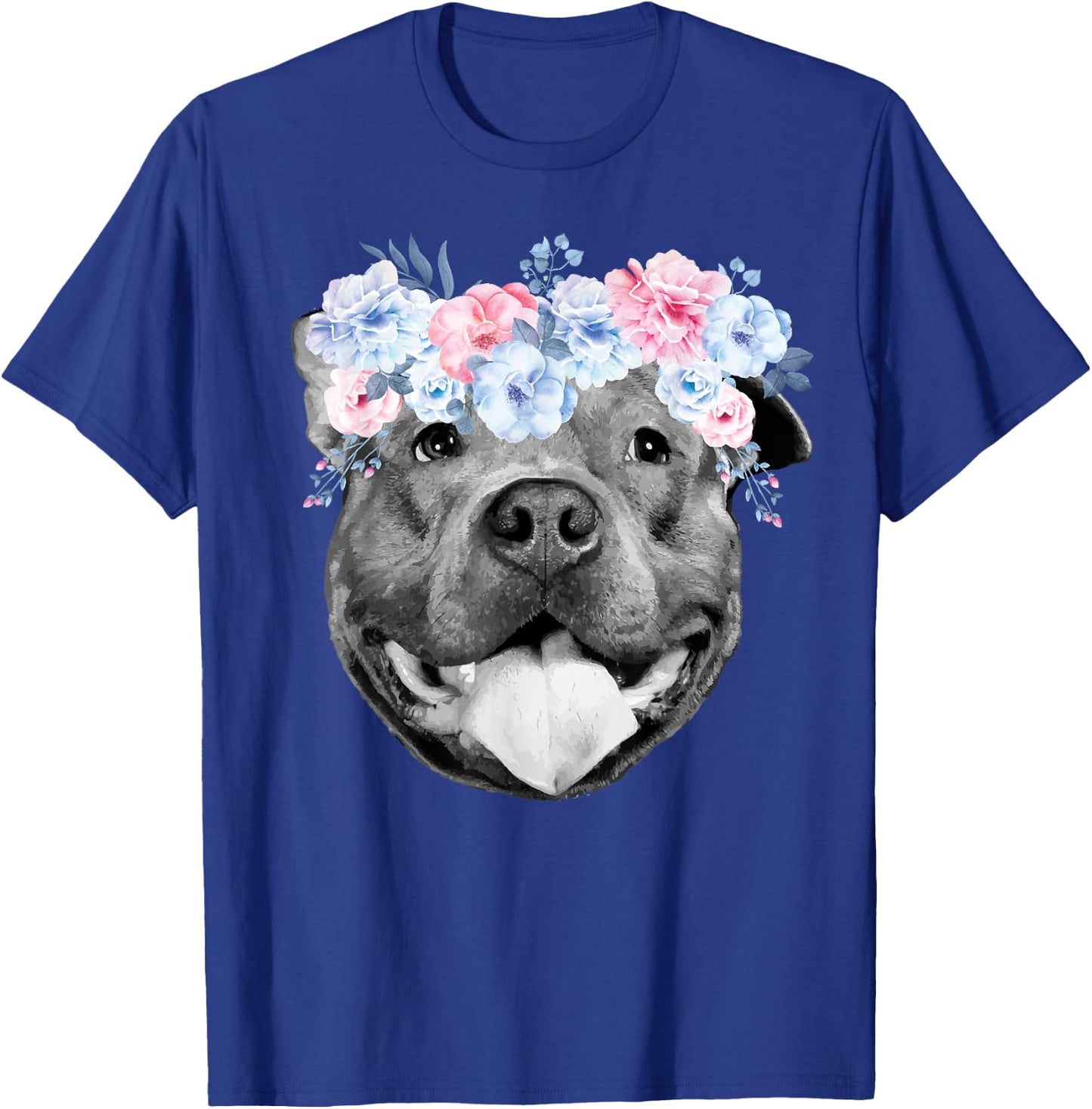 Cute Pitbull - Pitbull lover Hippie Floral Flower Pittie Mom T-Shirt - T-Shirt | Royal