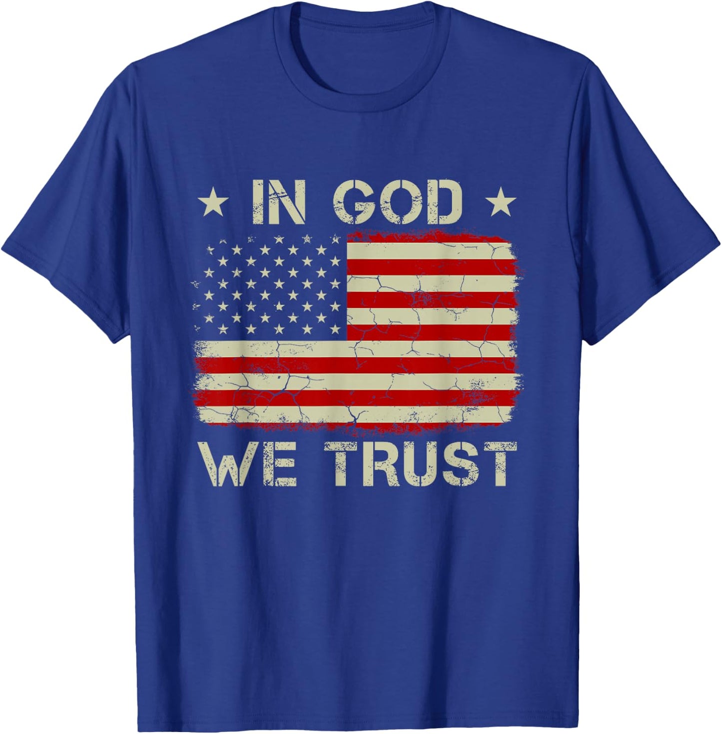 Vintage Old American Flag In God We Trust Christian T-Shirt - T-Shirt | Royal