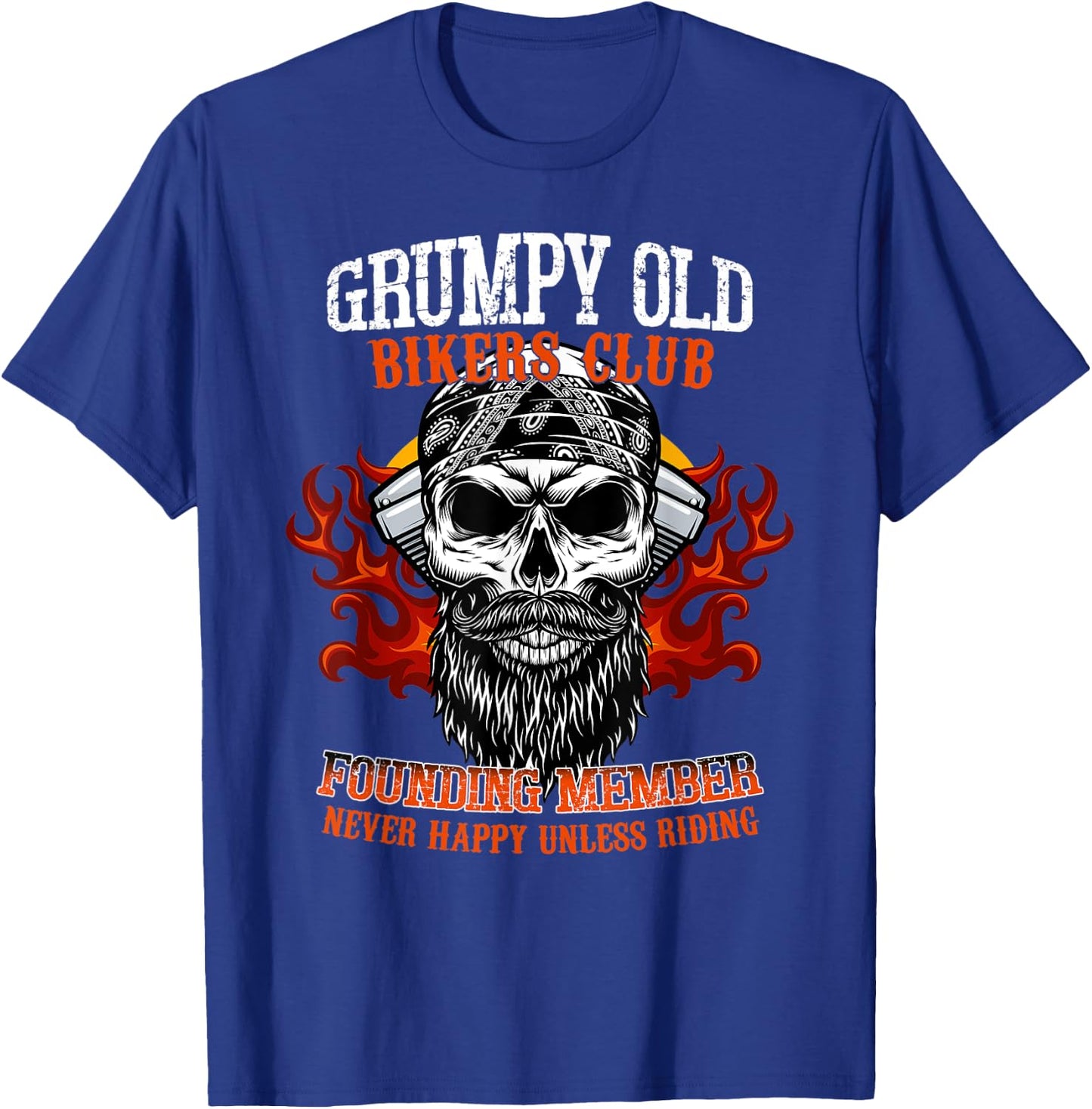 Grumpy Old Bikers Club Founding Member Motorcycle Riders T-Shirt - T-Shirt | Royal