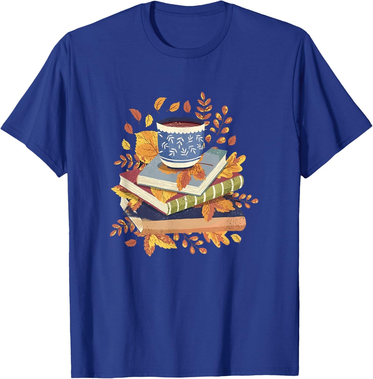 Book & Autumn Fall Lover Bookworm Hello Fall Bookish Reading T-Shirt - T-Shirt | Royal