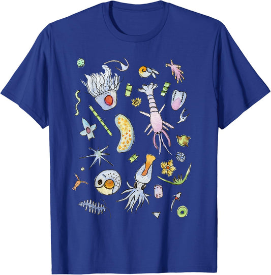 Pastel Ocean Plankton Microbes in Watercolor T-Shirt - T-Shirt | Royal
