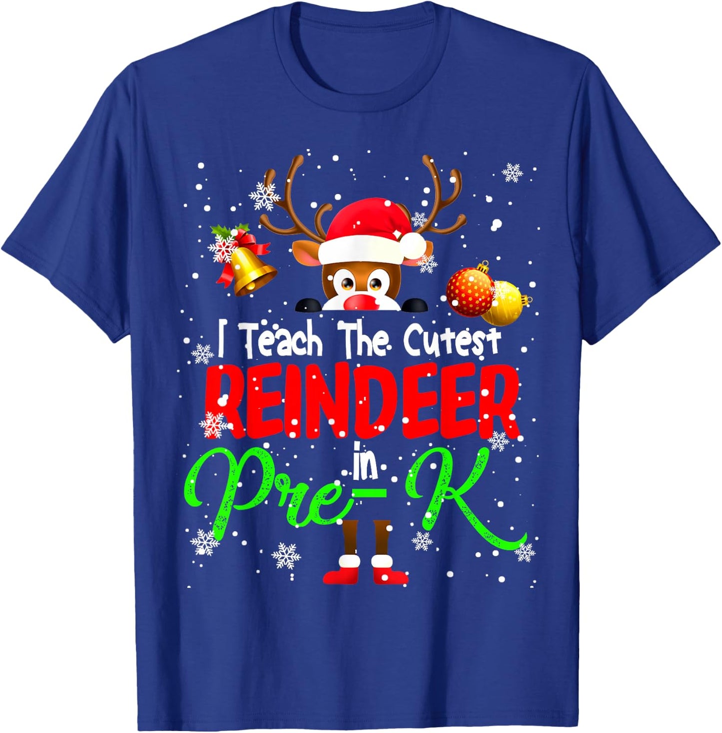 I Teach The Cutest Reindeer In Pre-K Christmas Teacher T-Shirt - T-Shirt | Royal