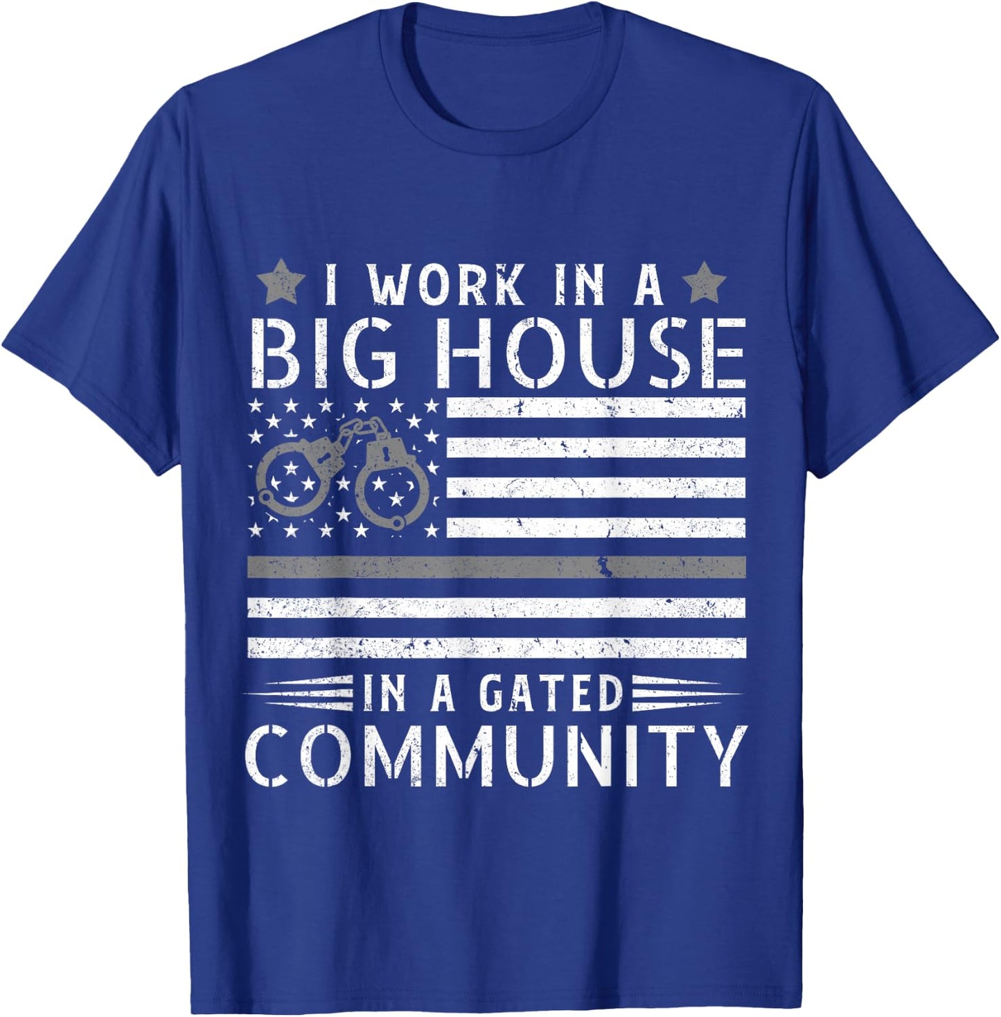 Funny Correctional Officer Work American Flag Distressed T-Shirt - T-Shirt | Royal