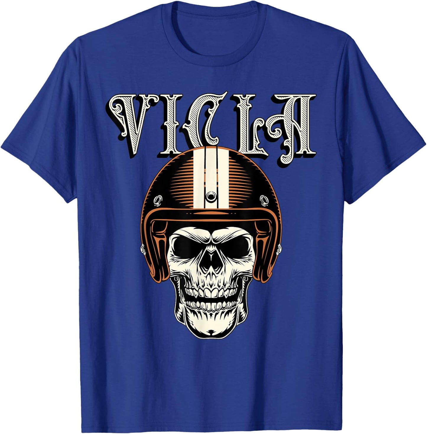 Vicla Gangster Biker Skull Motorcycle Rider Design T-Shirt - T-Shirt | Royal