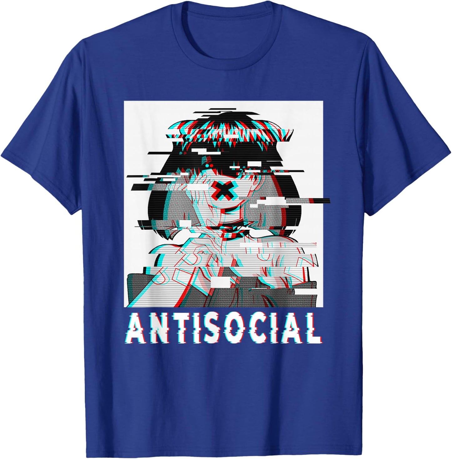 Antisocial Anti Social Anime Goth Girl Vaporwave Glitch 90s T-Shirt - T-Shirt | Royal