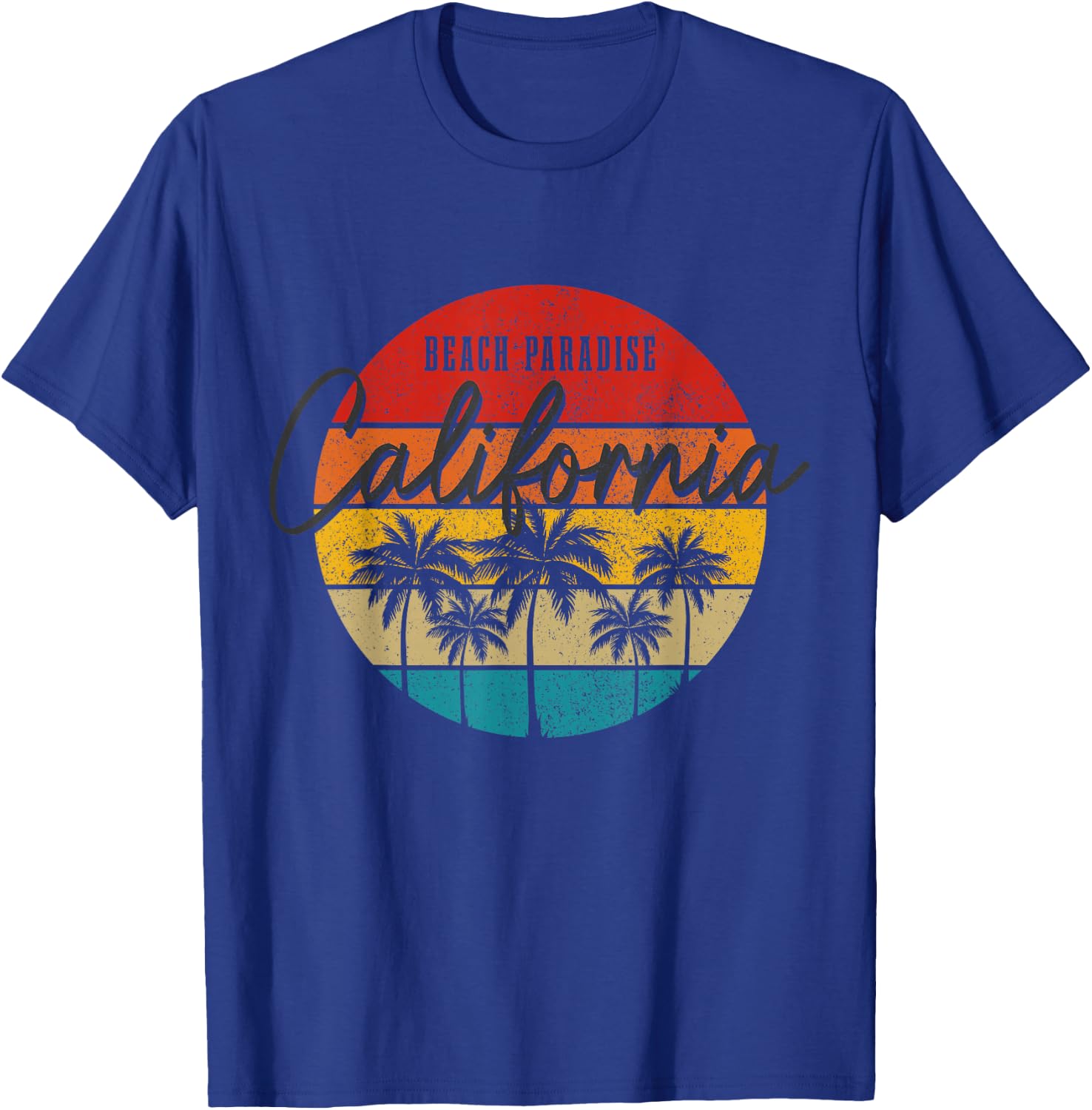 California Beach Paradise Vintage Palm Trees Surfer Retro T-Shirt - T-Shirt | Royal