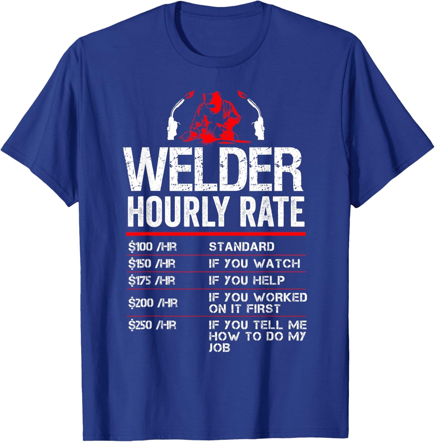 Welder Hourly Rate Funny Welding Metal Worker Pipeliner Men T-Shirt - T-Shirt | Royal