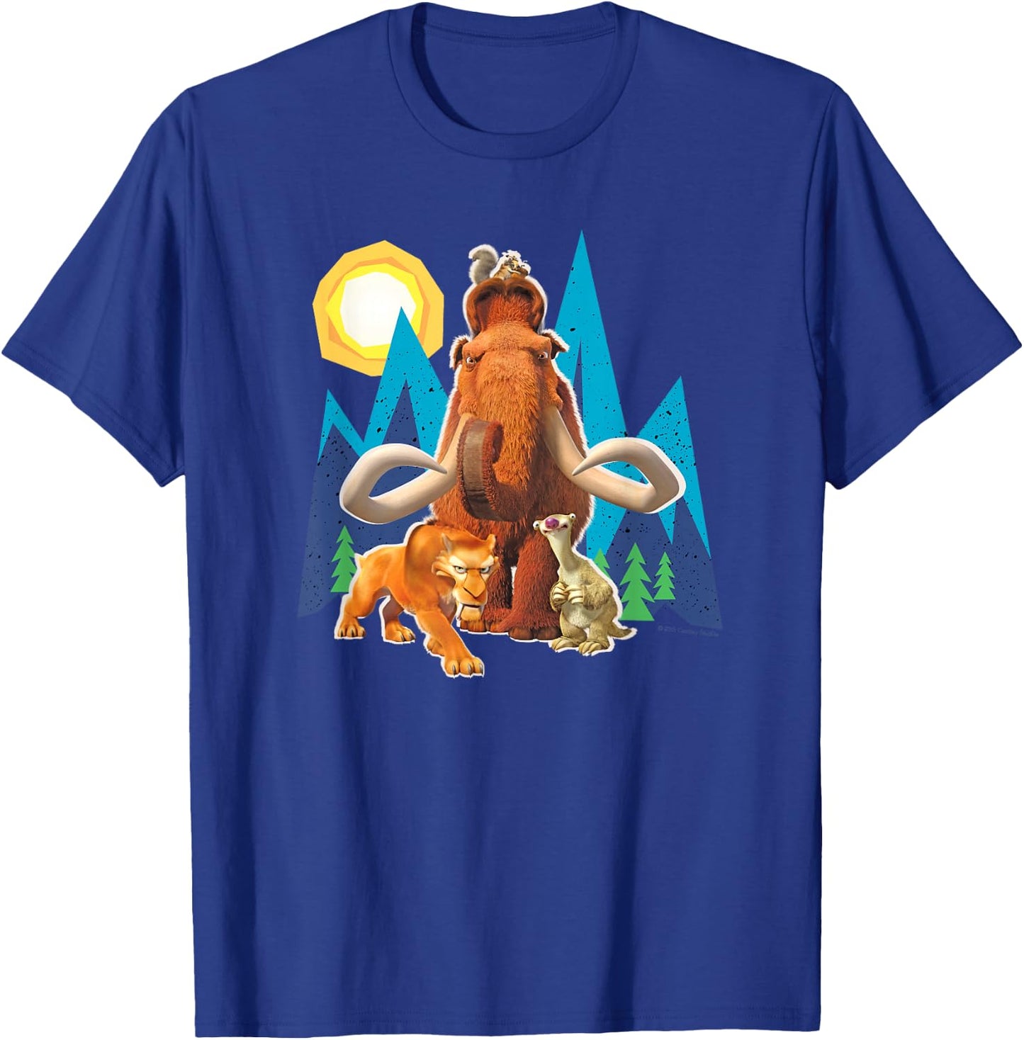 Ice Age Manfred Diego Sid and Scrat Cutout Mountains T-Shirt - T-Shirt | Royal