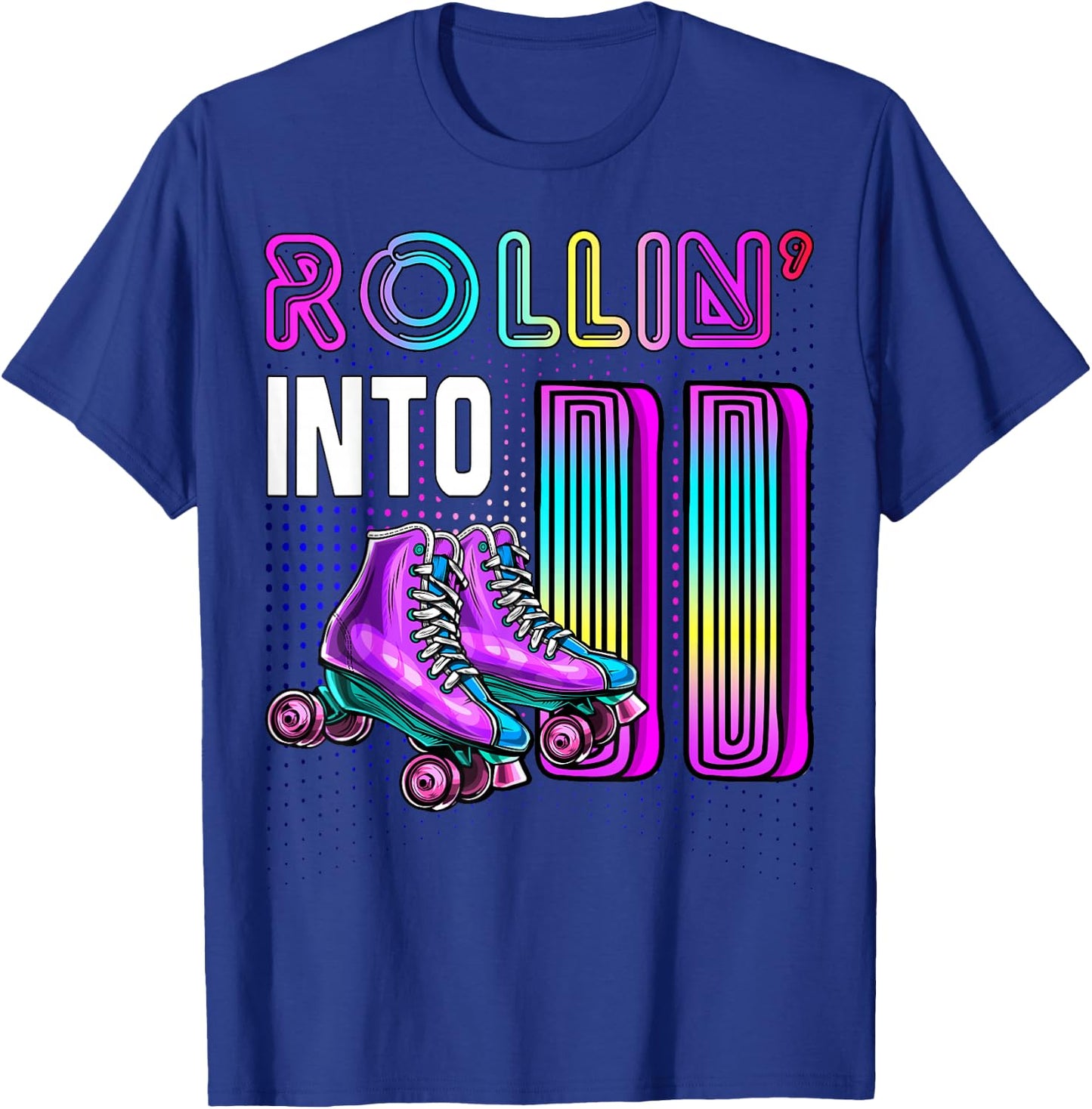 Rollin' into 11 Roller Skating Rink 11th Birthday Party Girl T-Shirt - T-Shirt | Royal