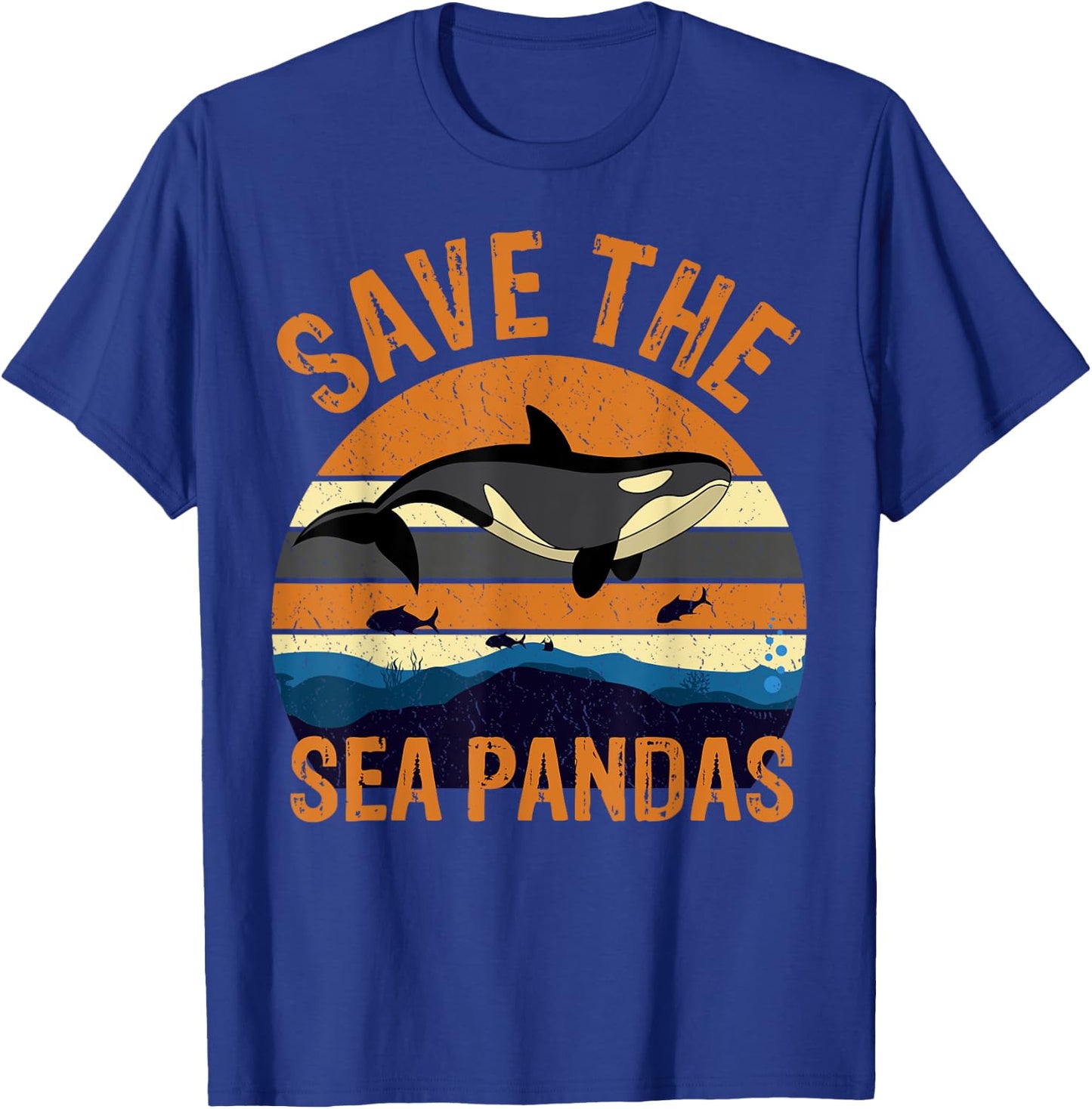 Save The Sea Pandas Rescue Killer Whale Orcas Marine Biology T-Shirt - T-Shirt | Royal