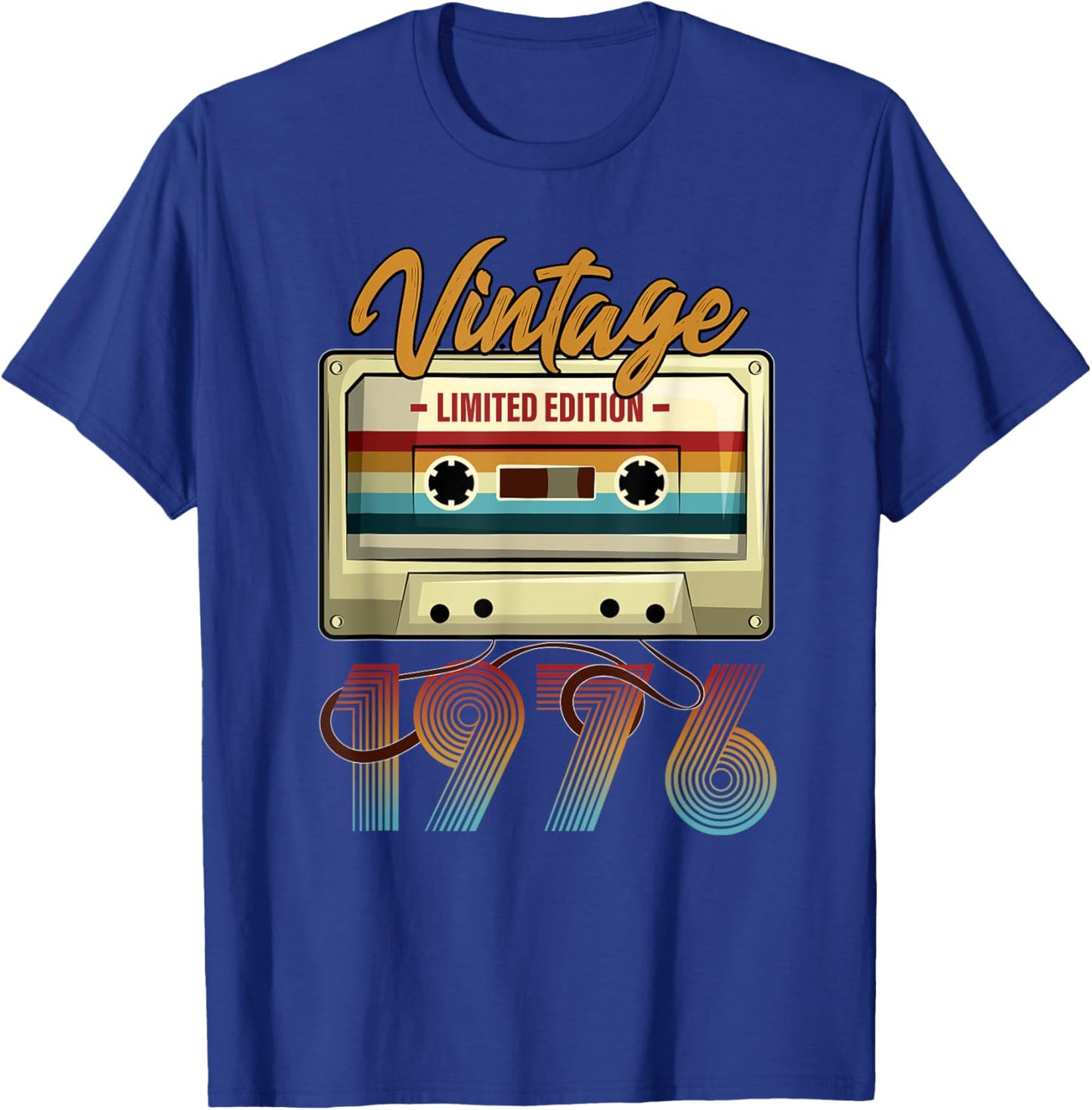 Vintage 1976 49th Birthday Cassette Tape Women B-Day T-Shirt - T-Shirt | Royal
