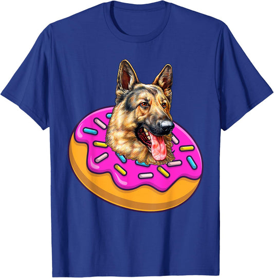 Funny German Shepherd Dog Donut Doughnut Lovers Bakers Kids T-Shirt - T-Shirt | Royal