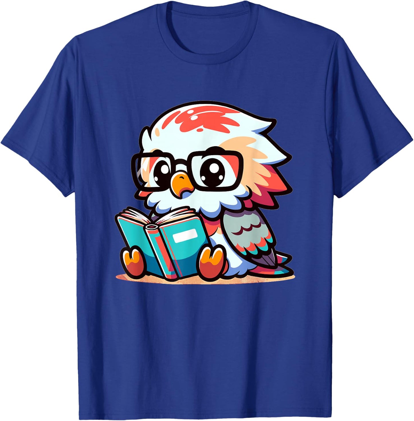 Adorable Book Lover Harpy Eagle With Reading Glasses Cute T-Shirt - T-Shirt | Royal