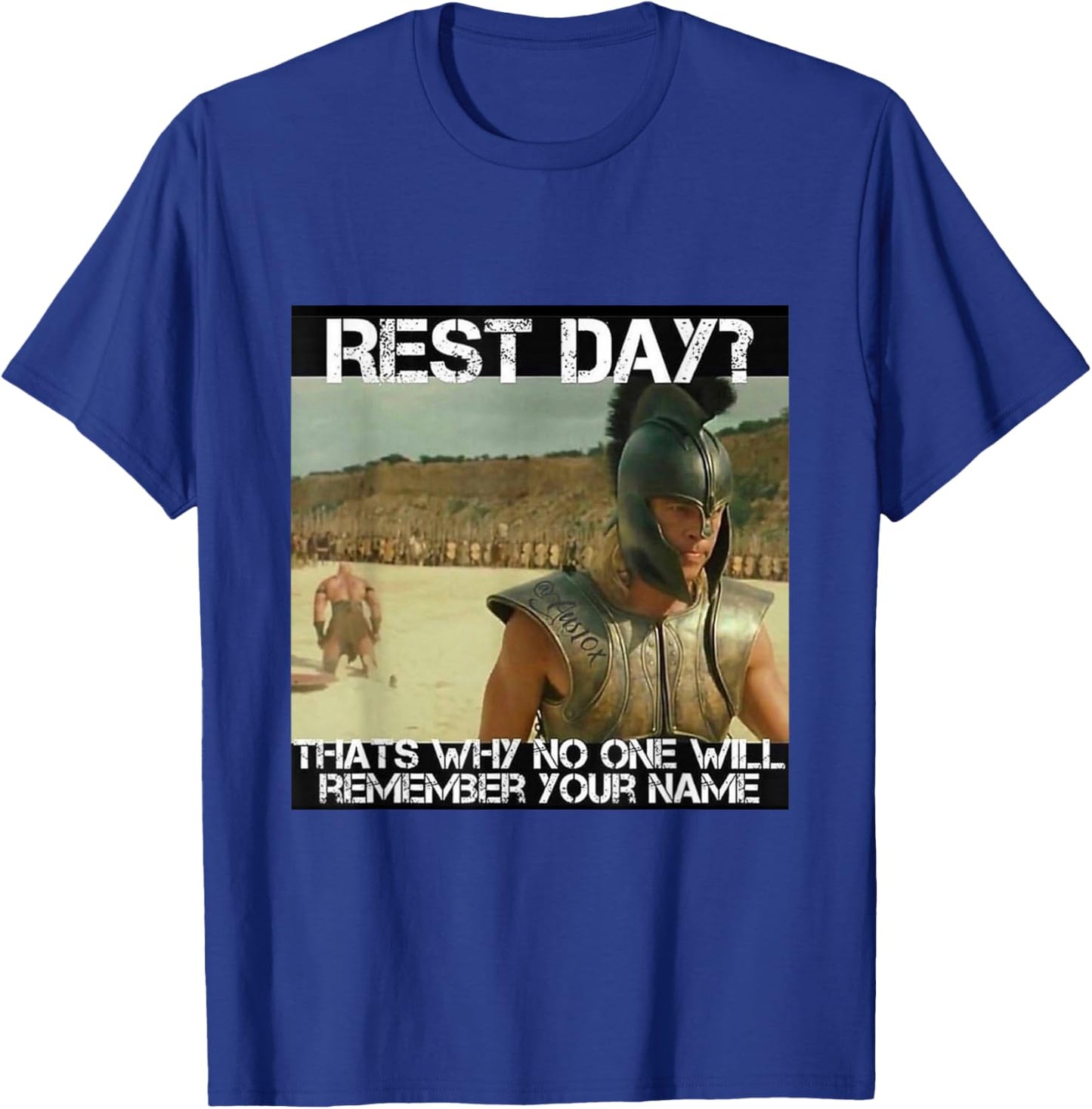 Motivational Gym Shirt, Funny Fitness Shirt, Achilles T-Shirt - T-Shirt | Royal