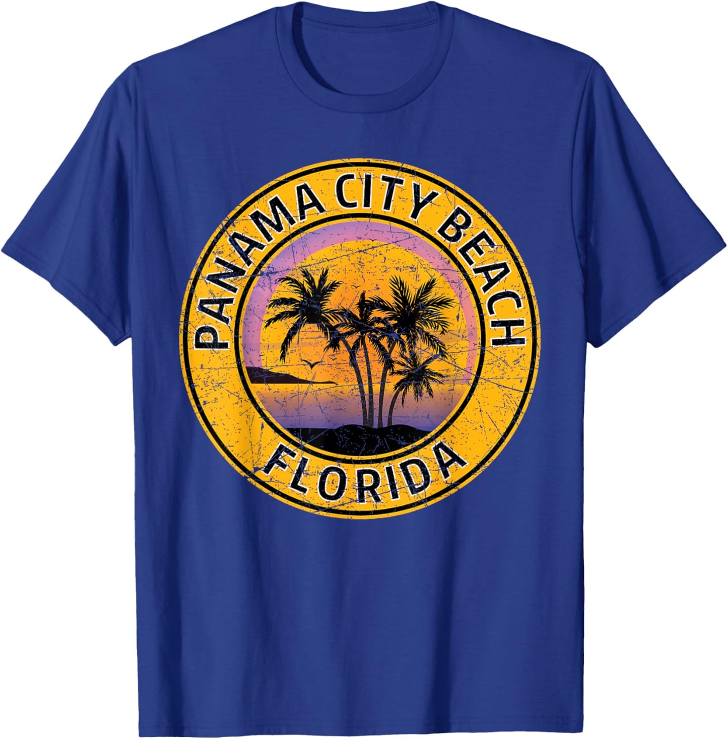 Panama City Beach Florida FL Vintage Retro 70s 80s Souvenir T-Shirt - T-Shirt | Royal