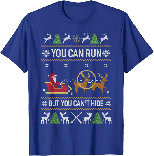 Deer Hunting Santa Hunter Ugly Christmas Sweater Xmas Gifts T-Shirt - T-Shirt | Royal