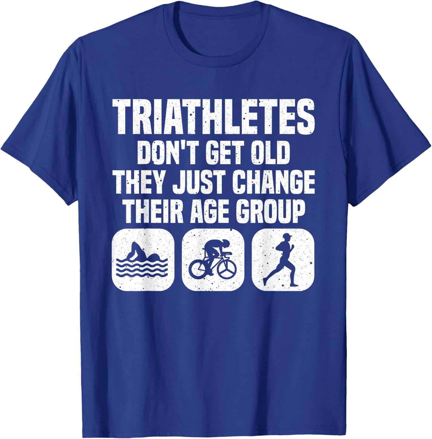 Funny Triathlon Design Men Women Triathletes Swim Bike Run T-Shirt - T-Shirt | Royal