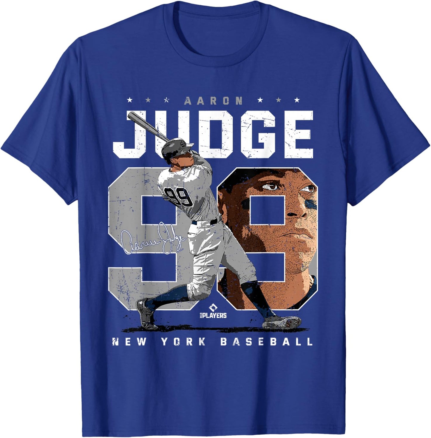 Aaron Judge Number Portrait Baj New York MLBPA T-Shirt - T-Shirt | Royal