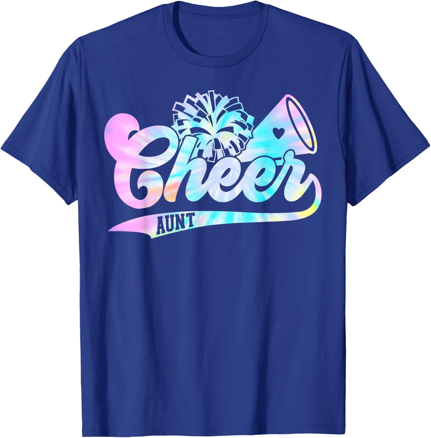 Tie Dye Cheer Aunt Cheerleading for Cheerleader Squad BFF T-Shirt - T-Shirt | Royal