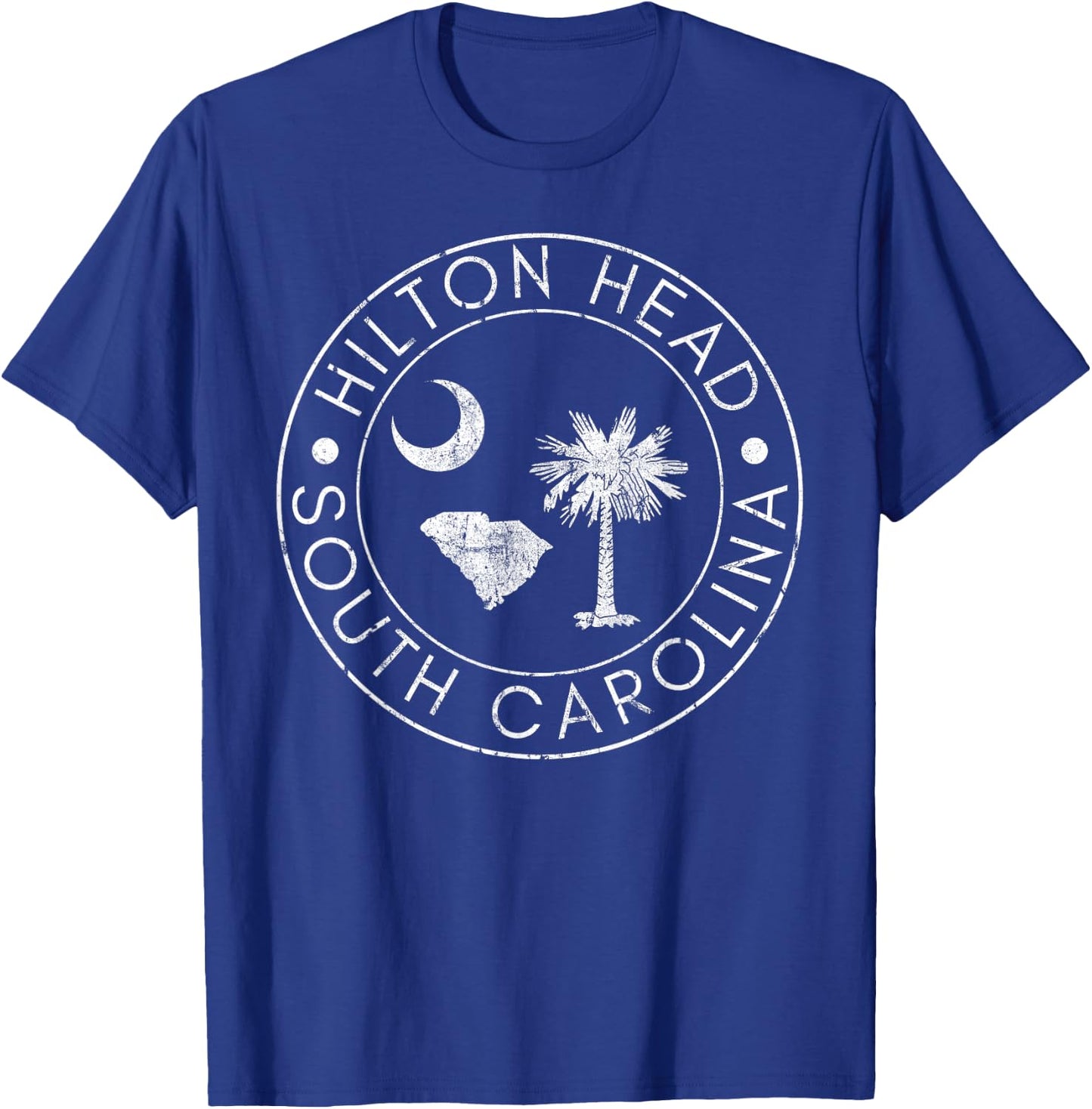 Hilton Head South Carolina Beach Map Flag SC Vintage T-Shirt - T-Shirt | Royal