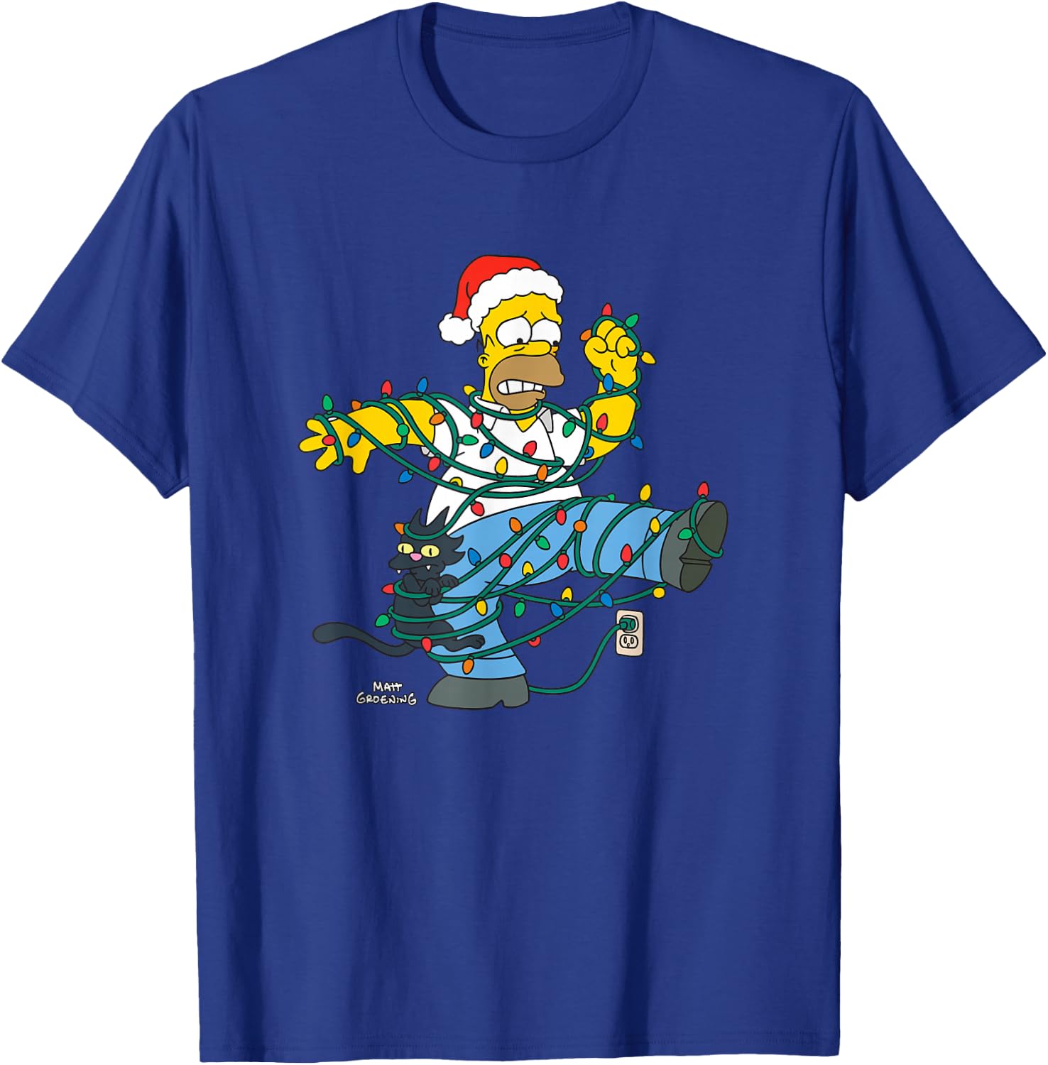 The Simpsons Holiday Homer Simpson Christmas Lights Tangle T-Shirt - T-Shirt | Royal