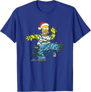 The Simpsons Holiday Homer Simpson Christmas Lights Tangle T-Shirt - T-Shirt | Royal