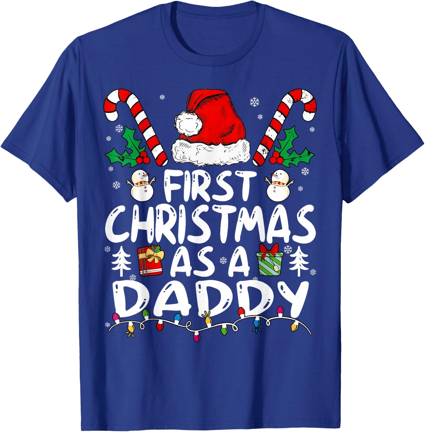 First Christmas As A Daddy New Daddy T-Shirt - T-Shirt | Royal