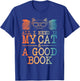 Cat & Book Art Women Cat Librarian Novel Book Lover T-Shirt - T-Shirt | Royal