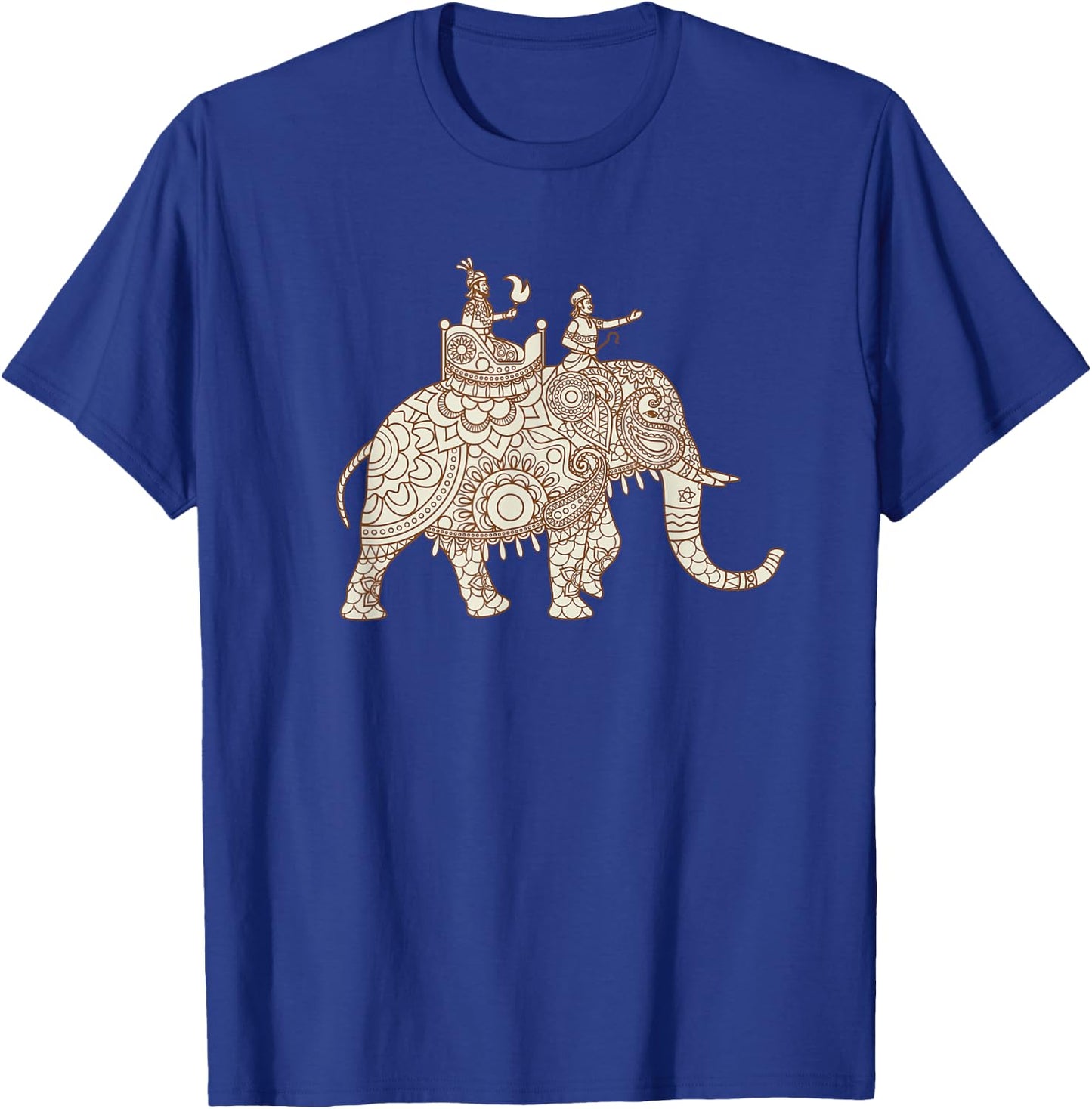 Indian Elephant Art Style Elephant Rider Paisley T-Shirt - T-Shirt | Royal