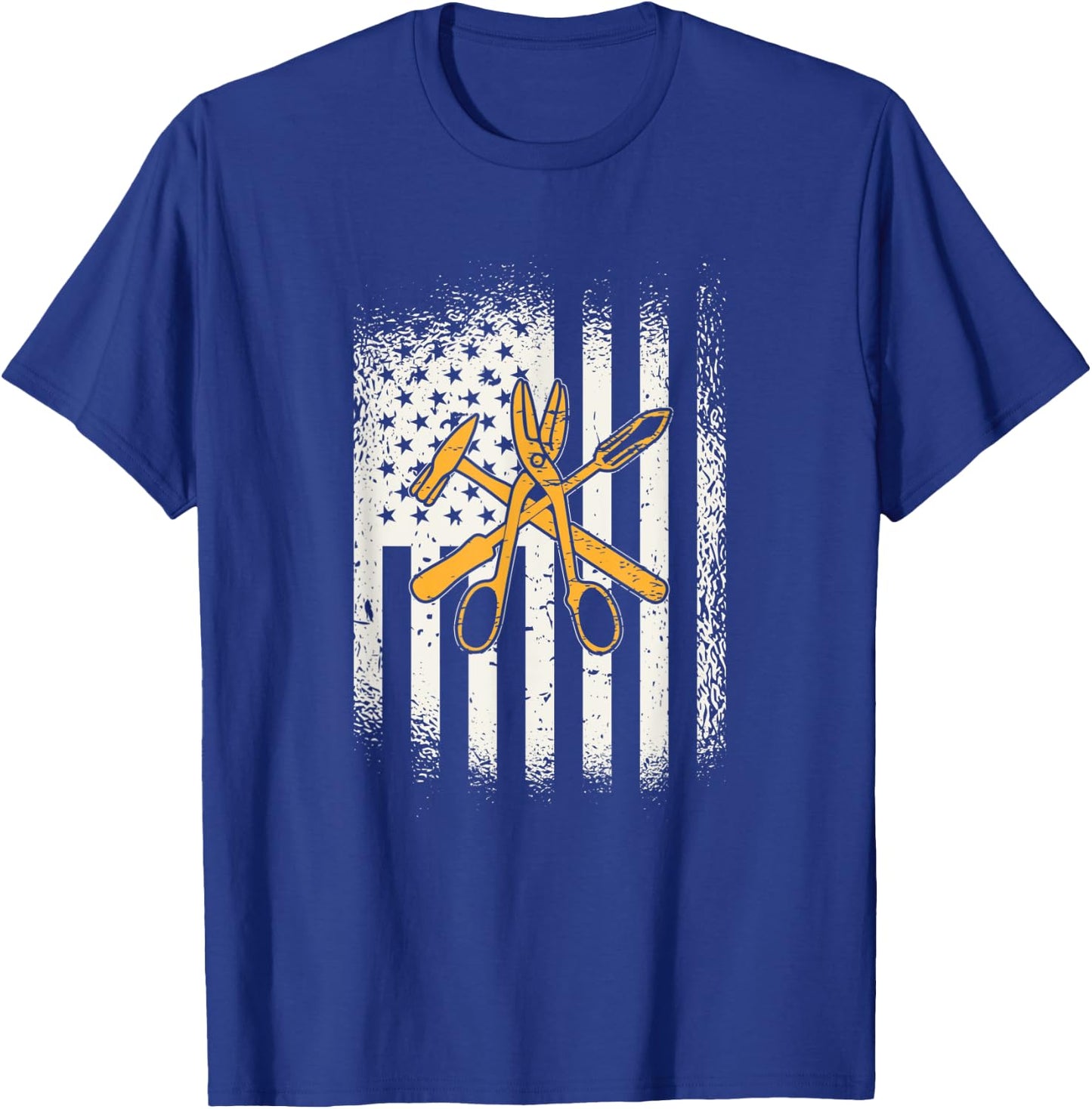 Sheet Metal Workers Flag Hammer Cutting Tools T-Shirt - T-Shirt | Royal