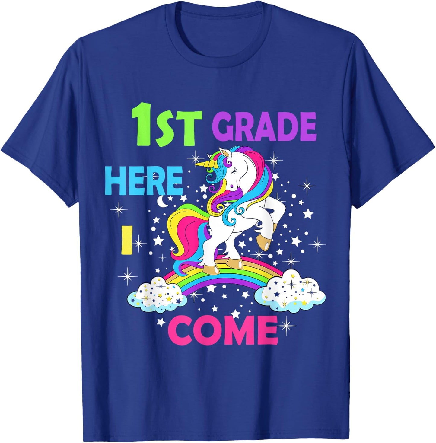 Back To School Unicorn Hello First Day of First grade Girls T-Shirt - T-Shirt | Royal