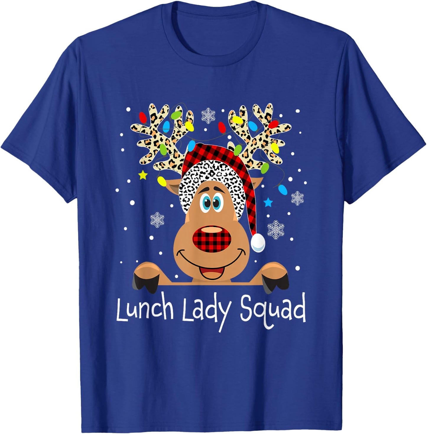 Lunch Lady Squad Reindeer Funny Teacher Christmas Xmas T-Shirt - T-Shirt | Royal
