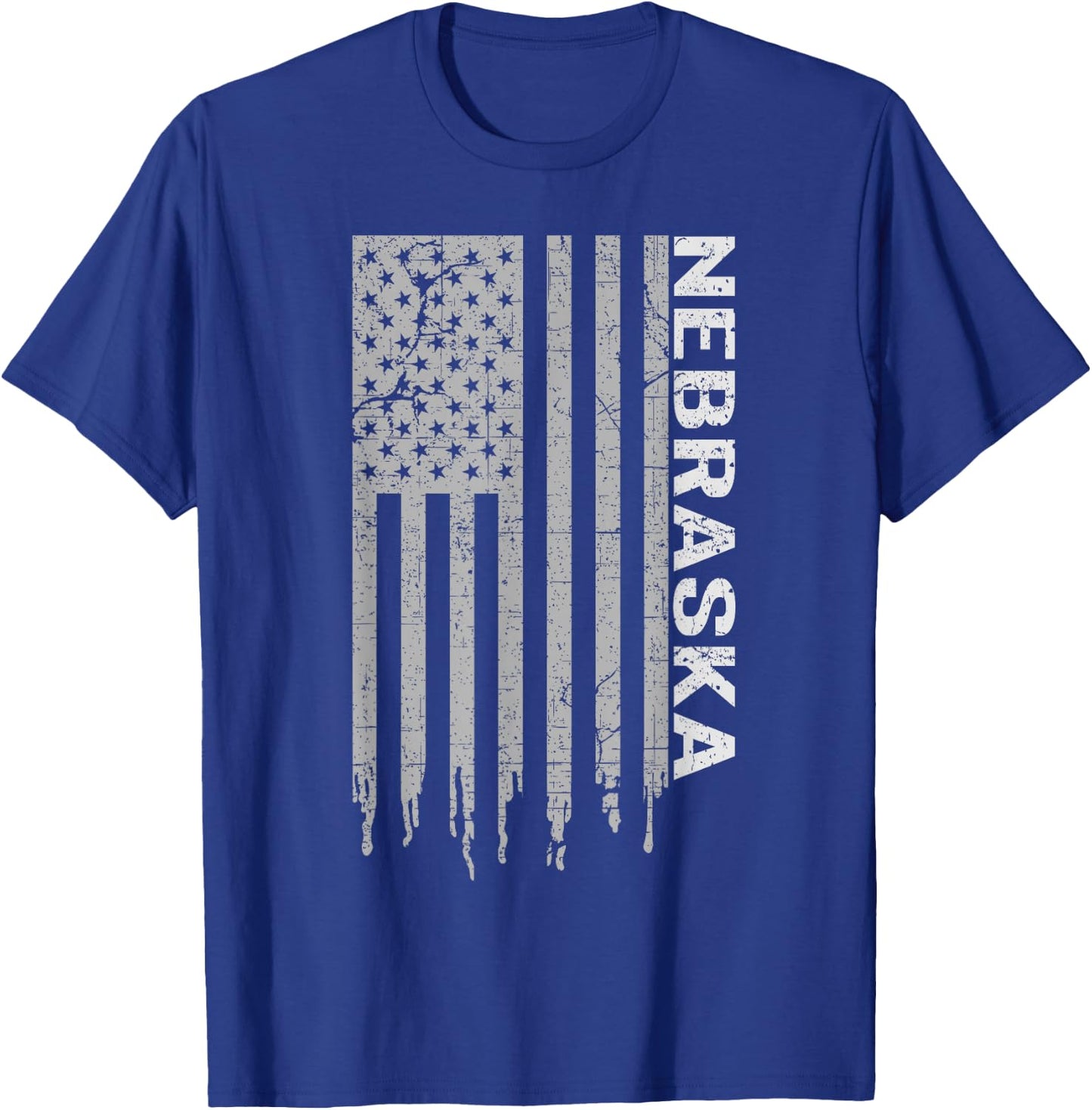 Distressed USA Flag Patriotic American from Nebraska T-Shirt - T-Shirt | Royal