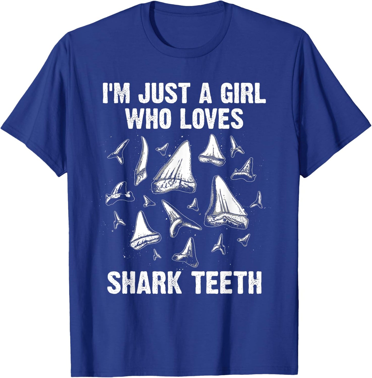 Funny Shark Teeth Design Girls Women Fossil Collecting Lover T-Shirt - T-Shirt | Royal
